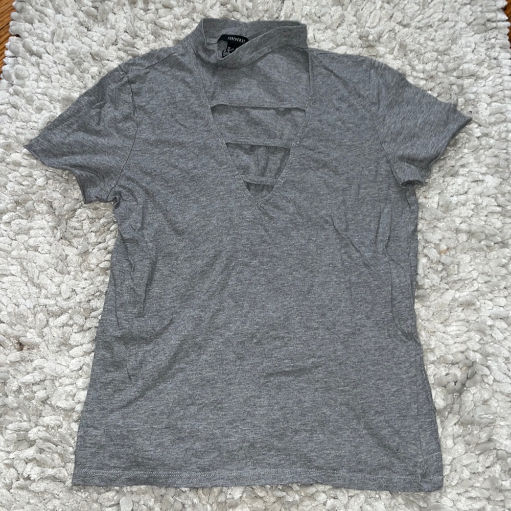 Forever 21 Gray Cutout T-Shirt